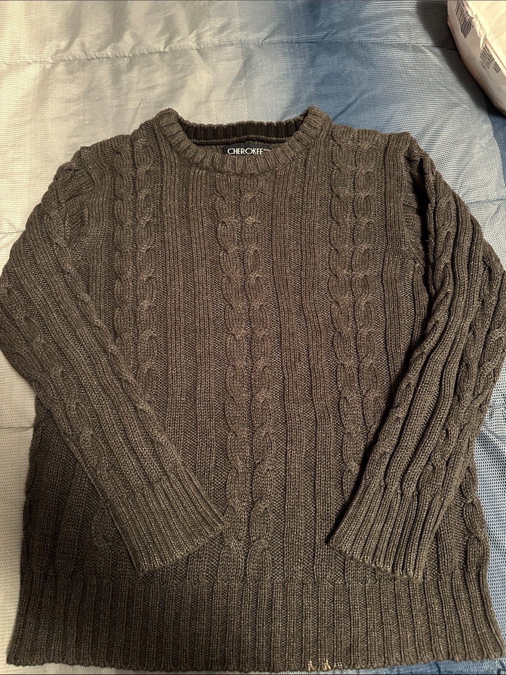 Cherokee Men's Cable Crewneck Sweater - Charcoal